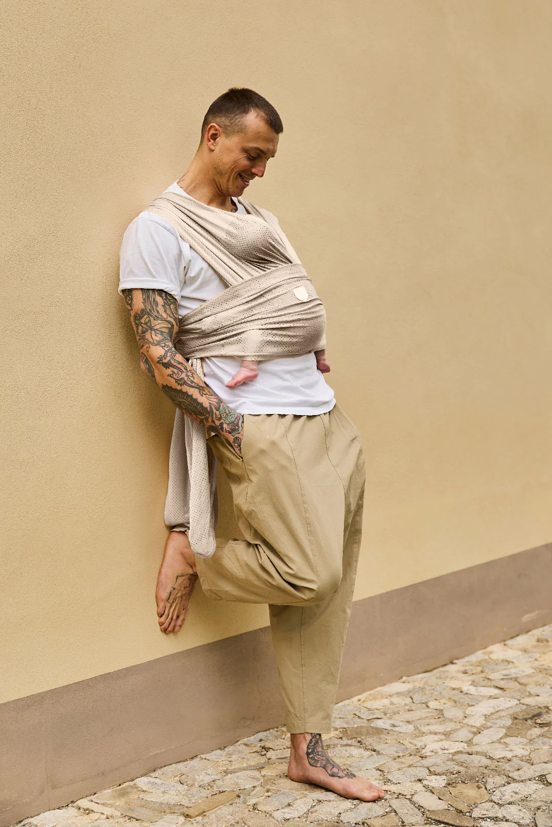 CUDDLE BREEZE Newborn Watersling Baby Wrap - Beige - Image 4