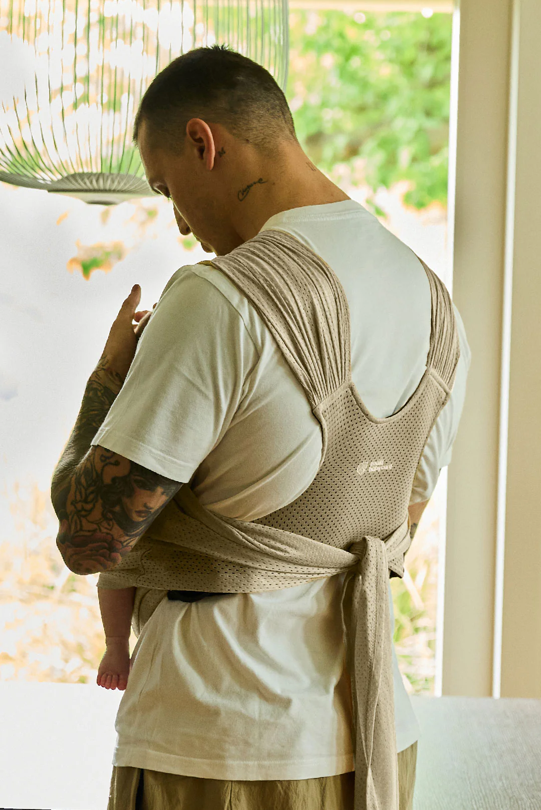 CUDDLE BREEZE Newborn Watersling Baby Wrap - Beige - Image 5