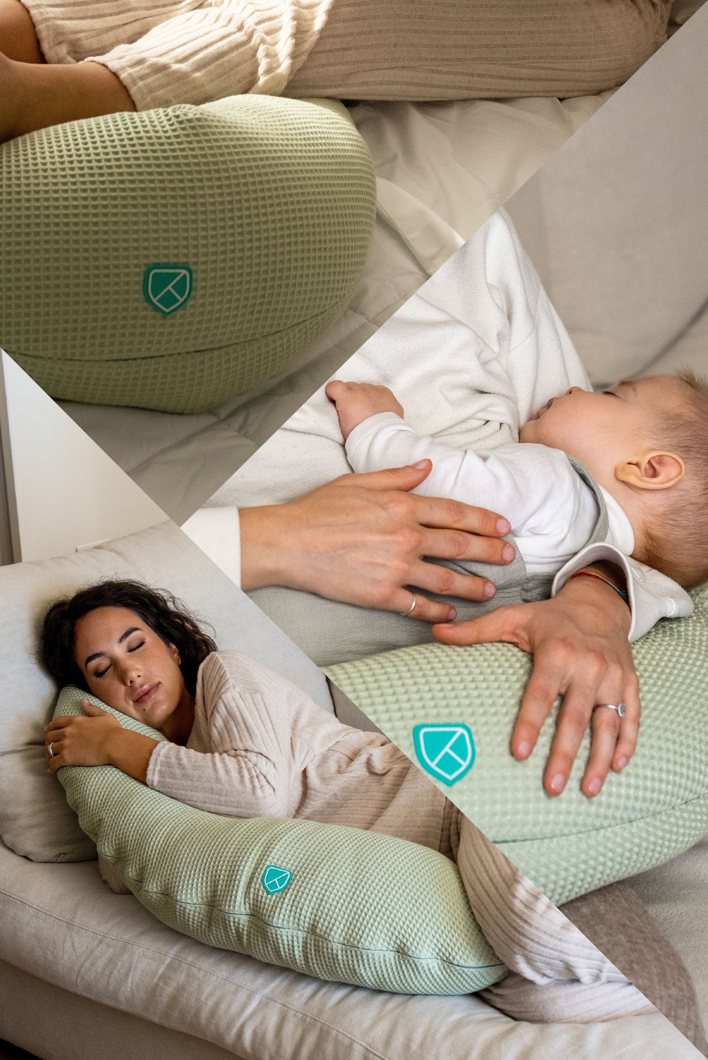 HUGS BAMBOO Pregnancy and Breastfeeding Pillow - Green - Image 5