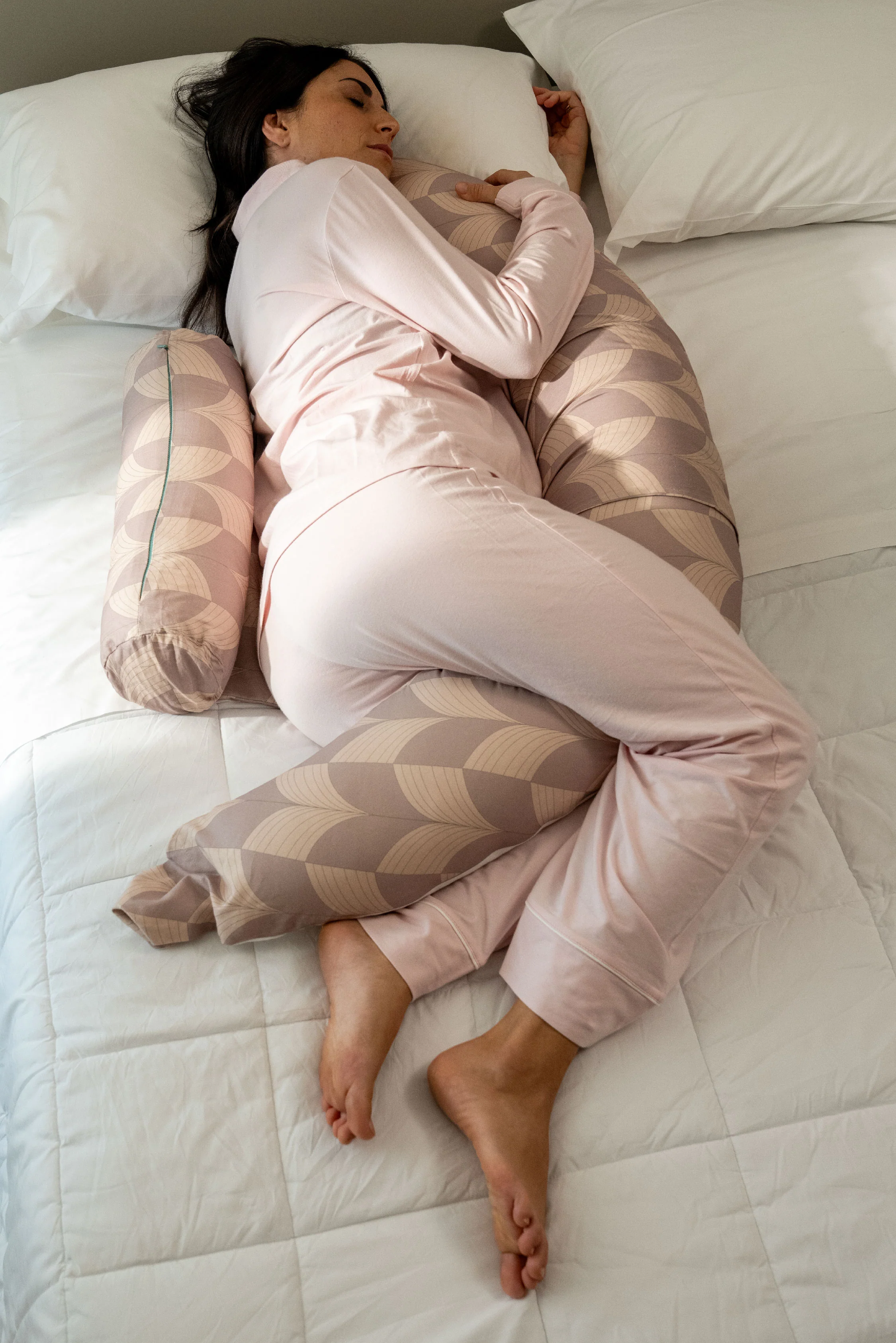 HUGS PLUS Pregnancy and Breastfeeding Pillow - Fan Beige - Image 4
