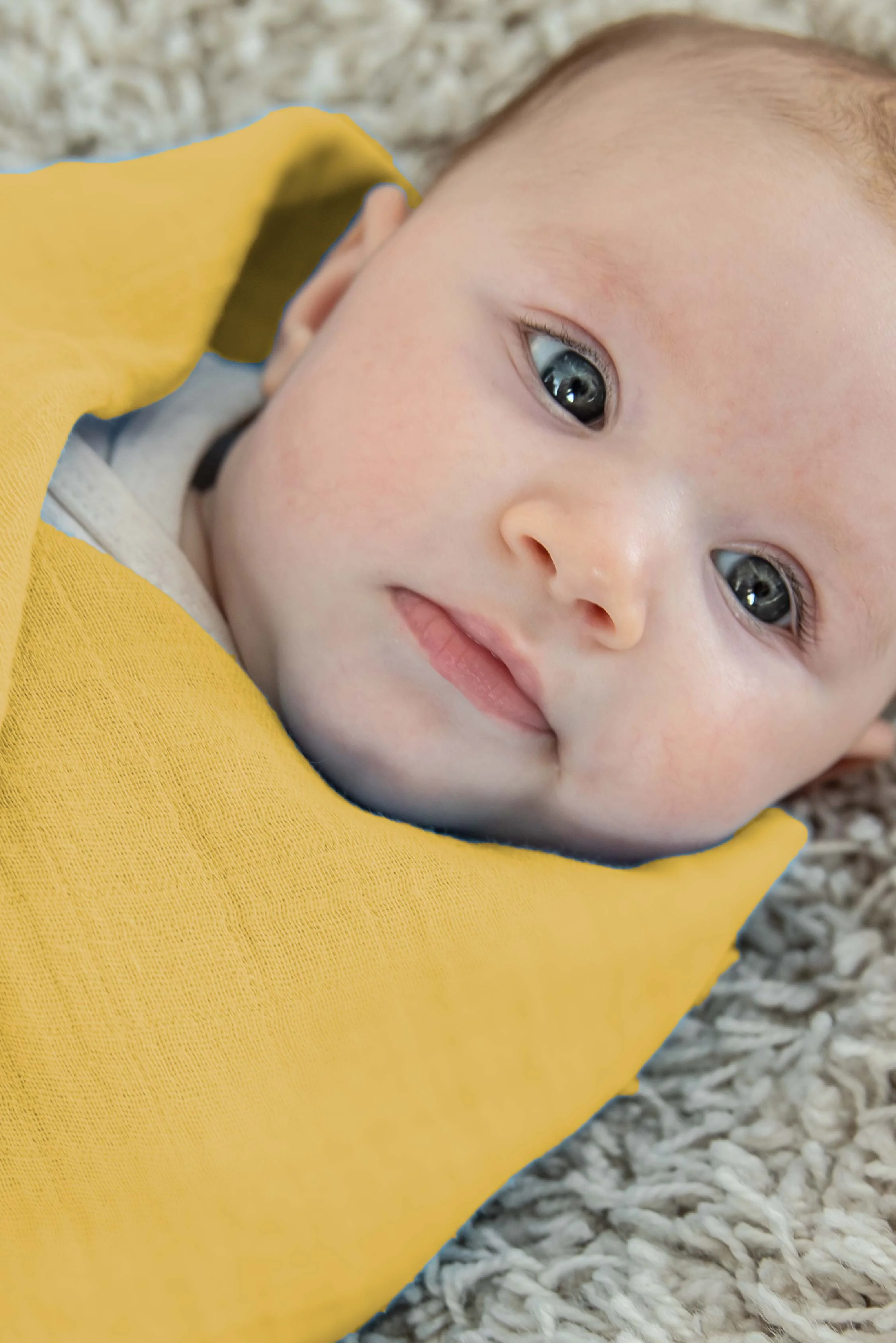 SOFT TOUCH 120x120 Newborn muslin cloths - Mustard Yellow - Image 4