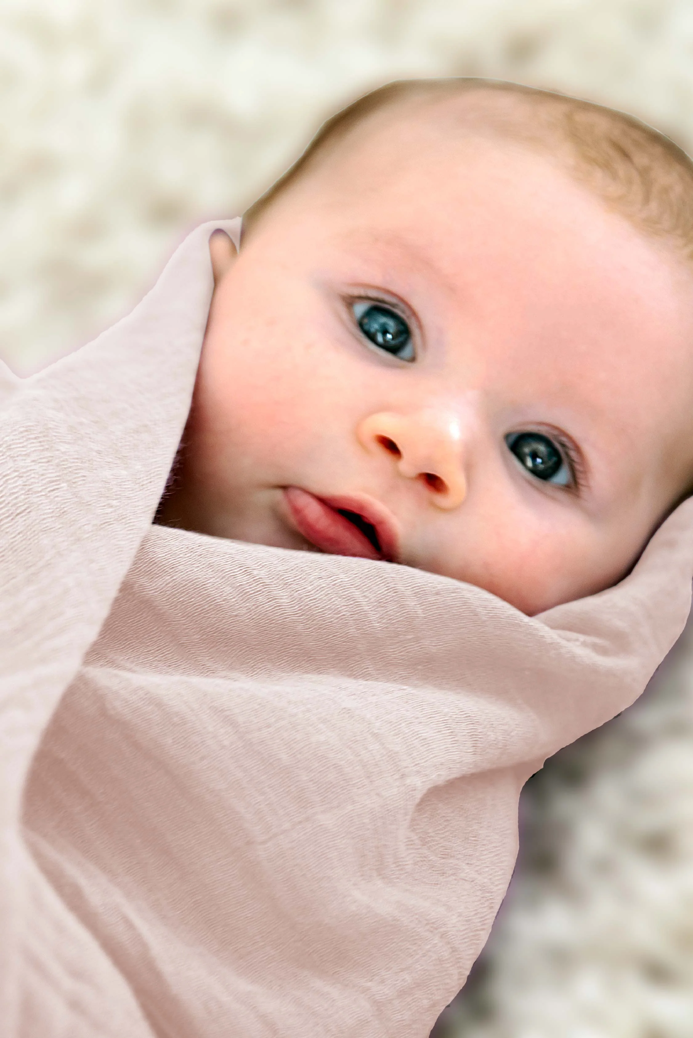 SOFT TOUCH 120x120 Newborn muslin cloths - Pink Sand - Tiger - Image 4