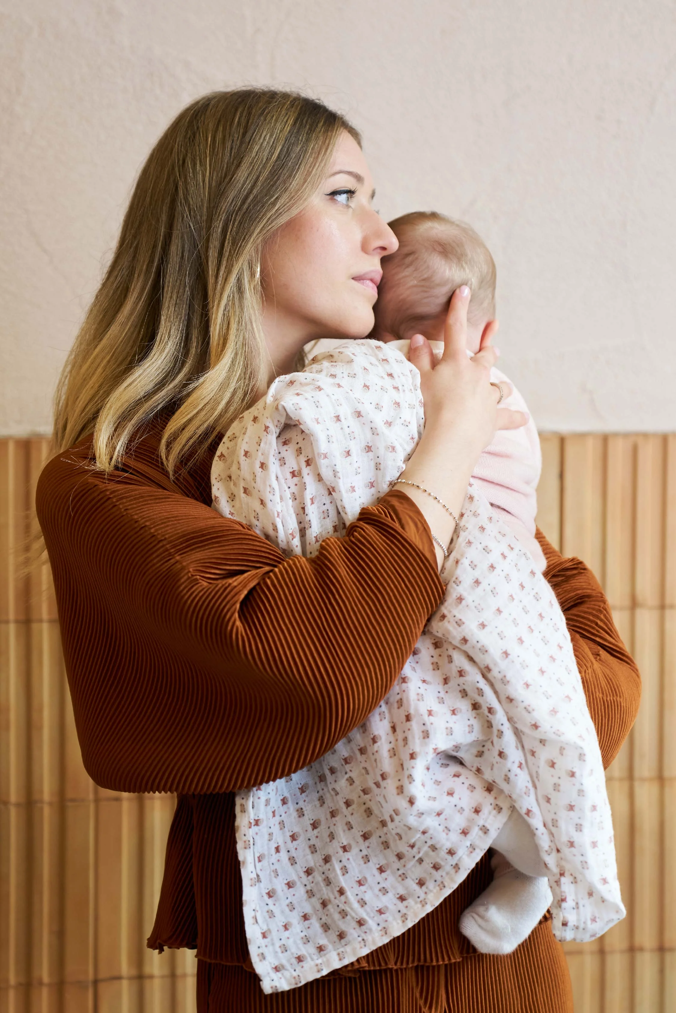 SOFT TOUCH 80x80 Newborn muslin cloths - Earth Red