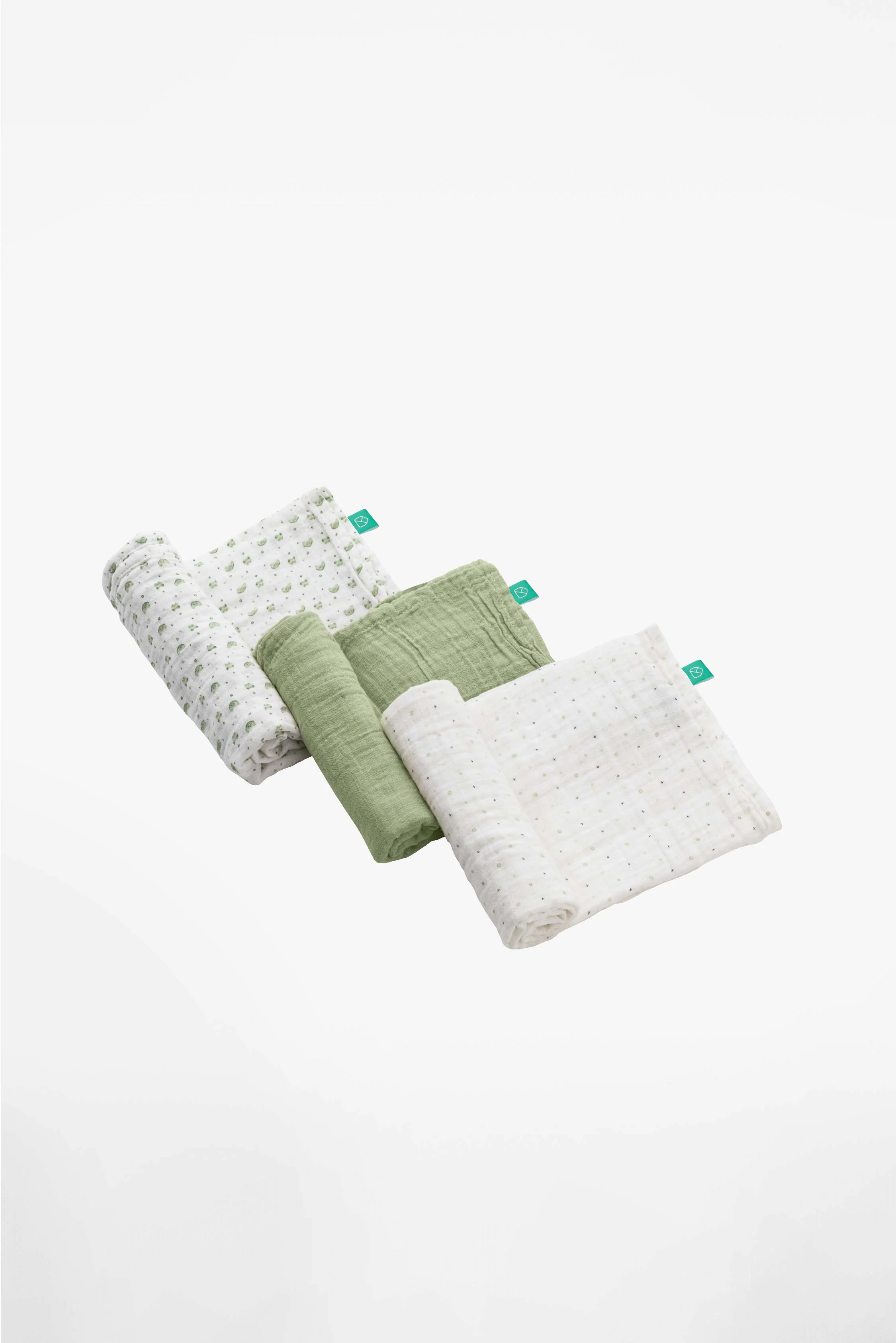 SOFT TOUCH 80x80 Newborn muslin cloths - Sage Green - Image 2
