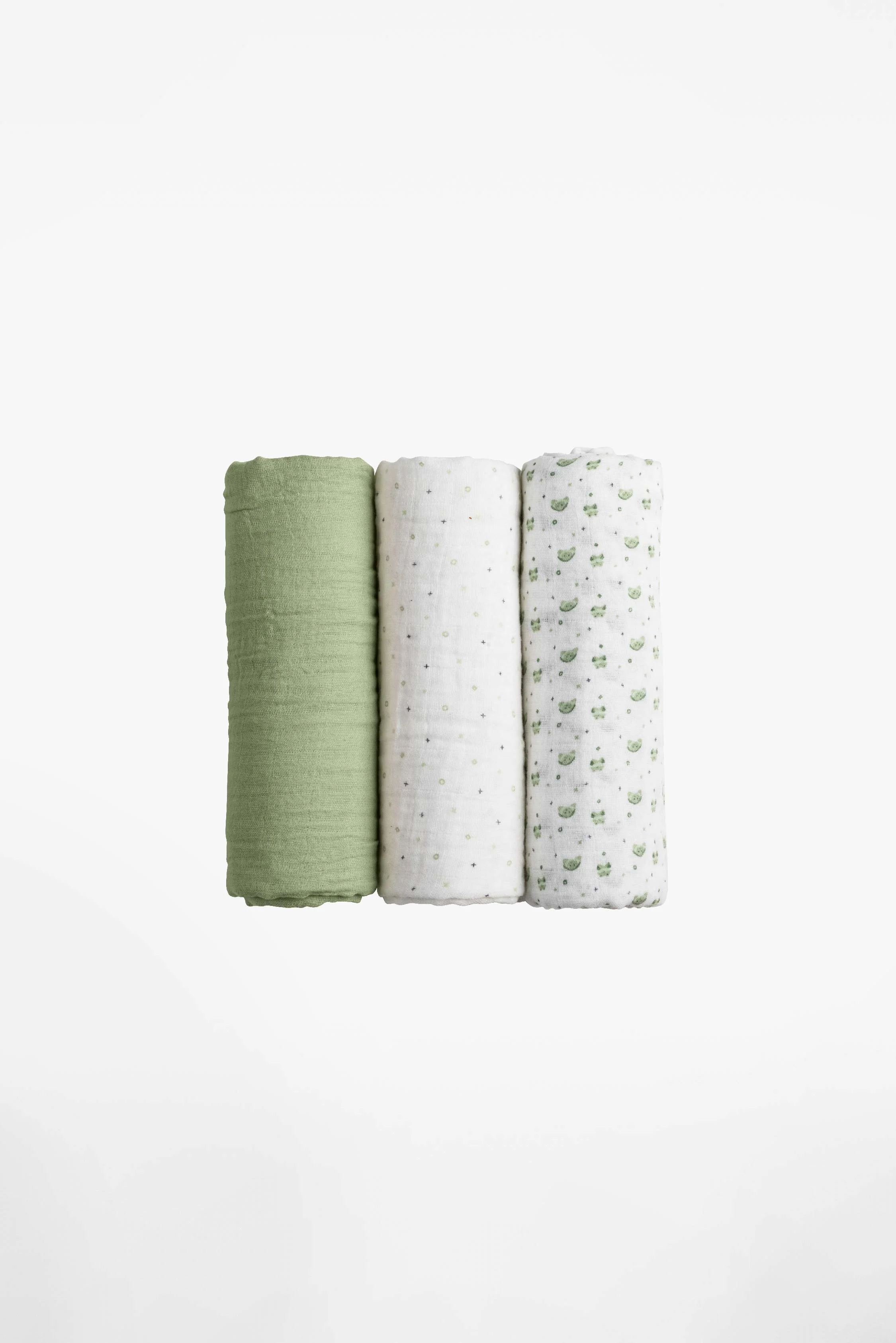 SOFT TOUCH 80x80 Newborn muslin cloths - Sage Green - Image 3